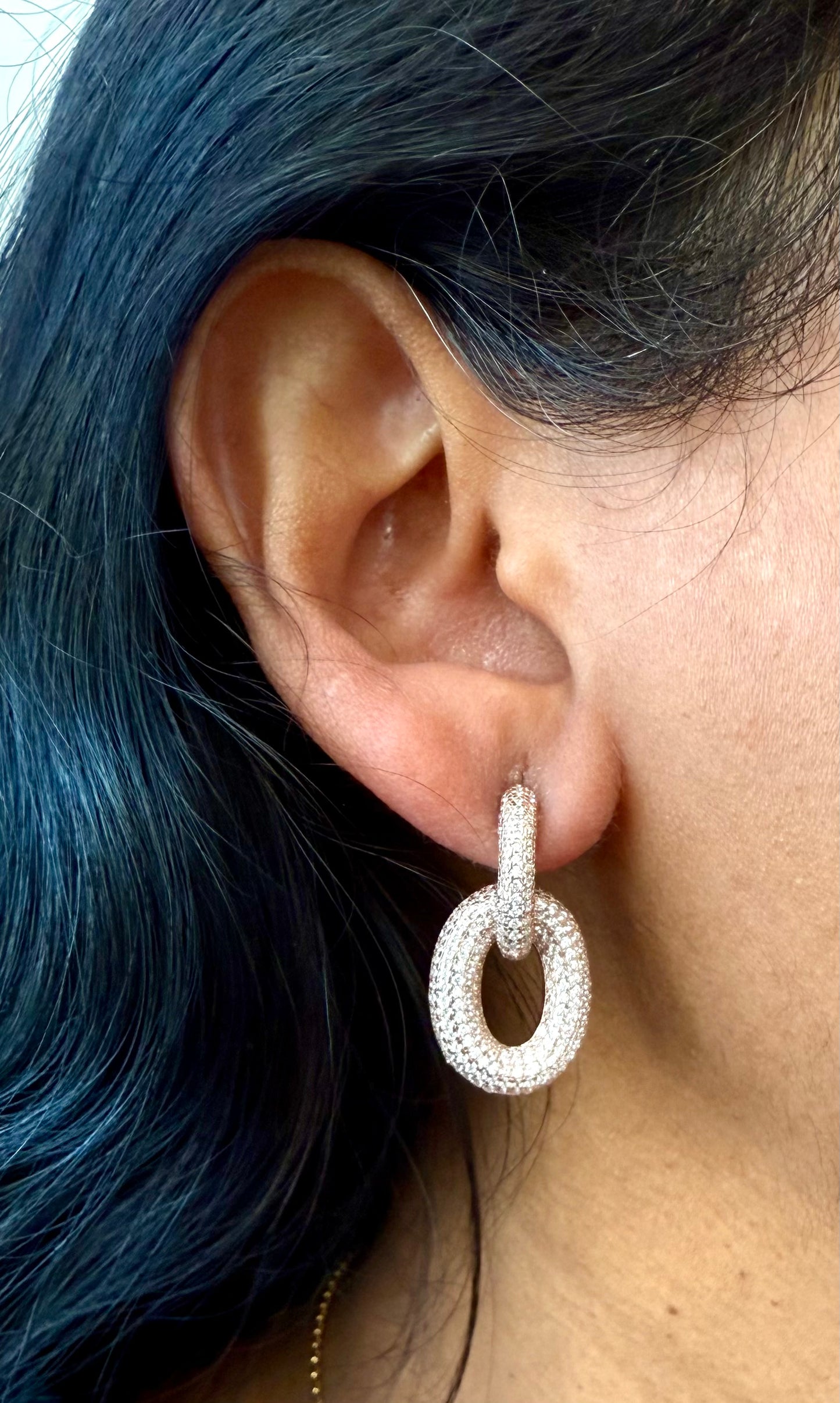 Rosegold entangled diamond studded hoops
