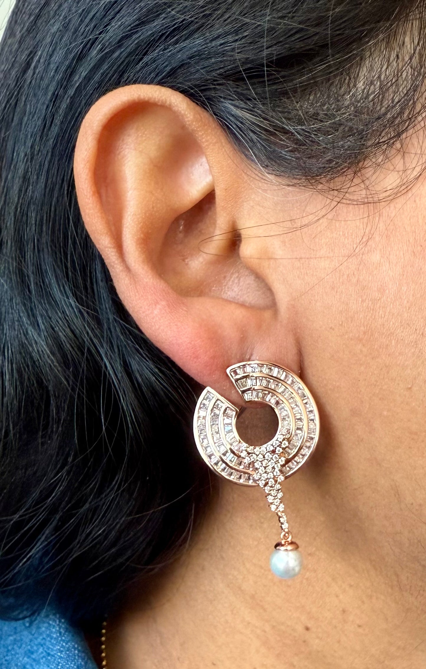 Fresh Water Pearl and Diamond Earrings