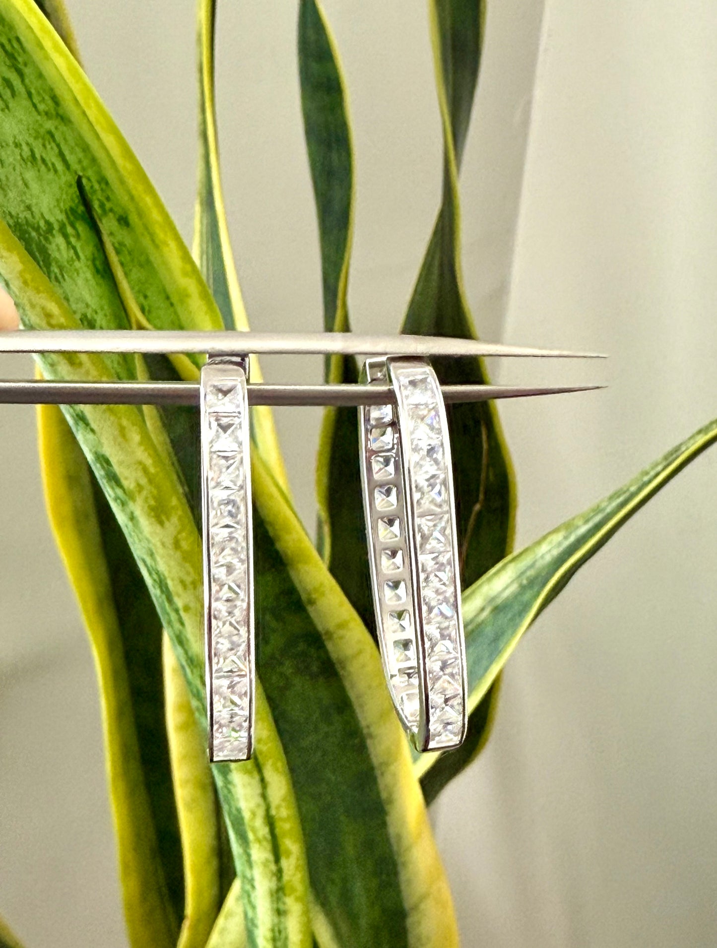 Classic Diamond Studded Hoops on Pure 925 Silver