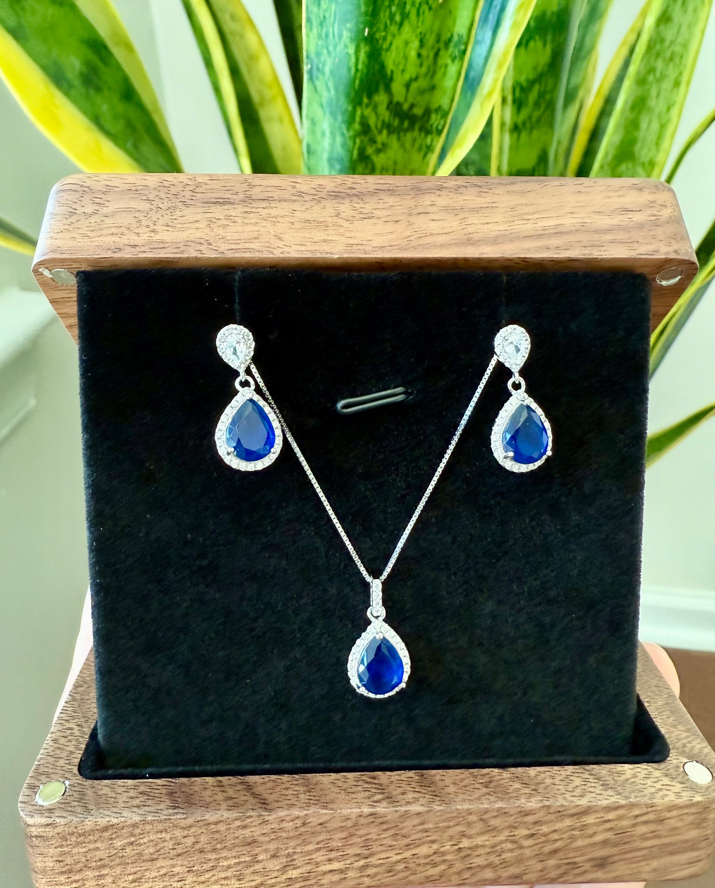 Blue Sapphire Pendant Set On 925 Silver
