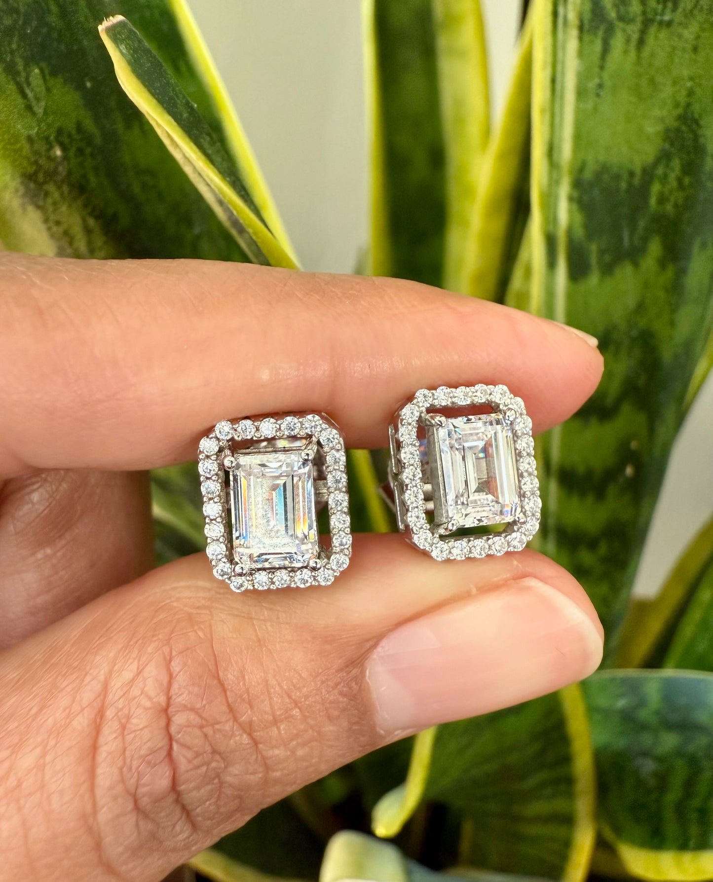 Premium Range 2 Carat Emerald Cut TIA Solitaire Studs with Screw Backs