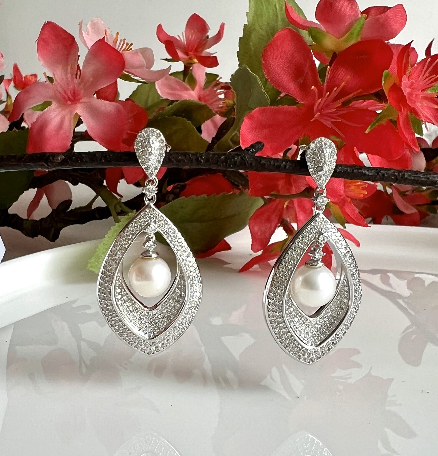 Pearl Drop Long Earrings