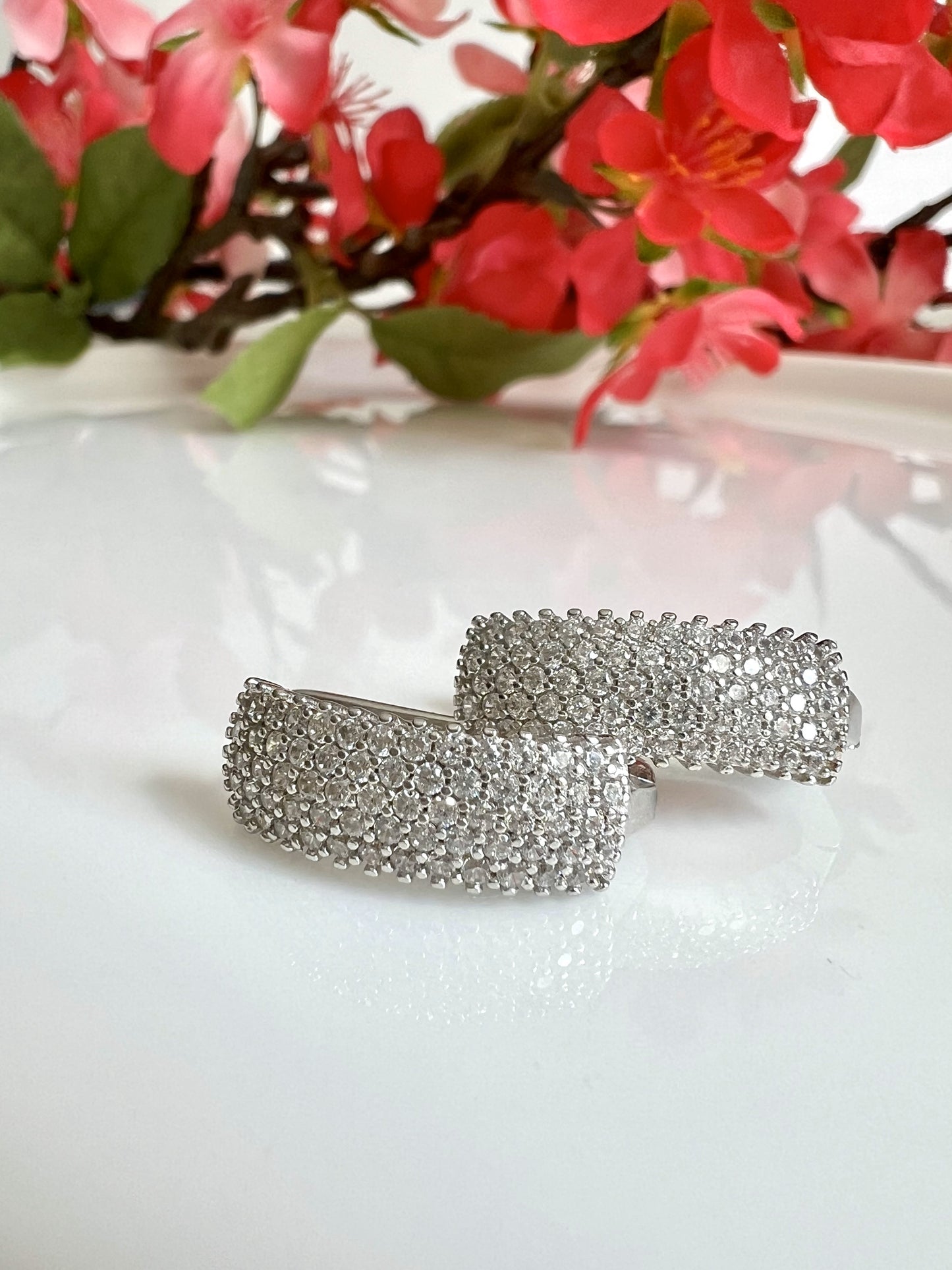 Diamond Studded Broad SOFIE Hoops