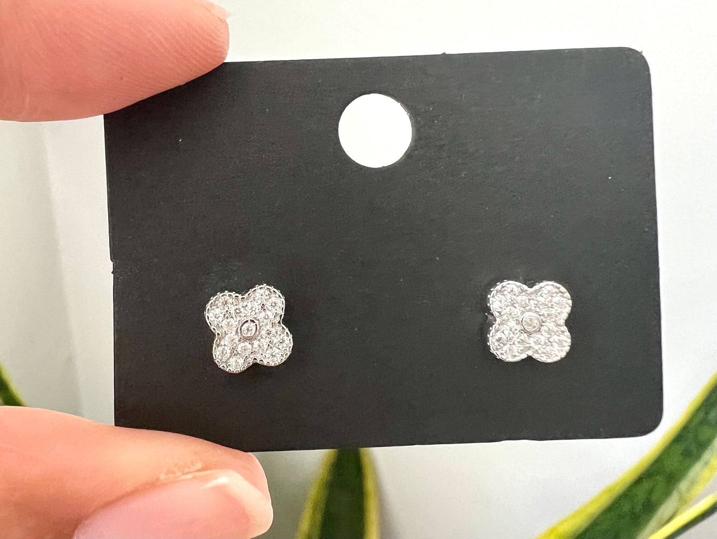 Diamond Studded Clover Studs