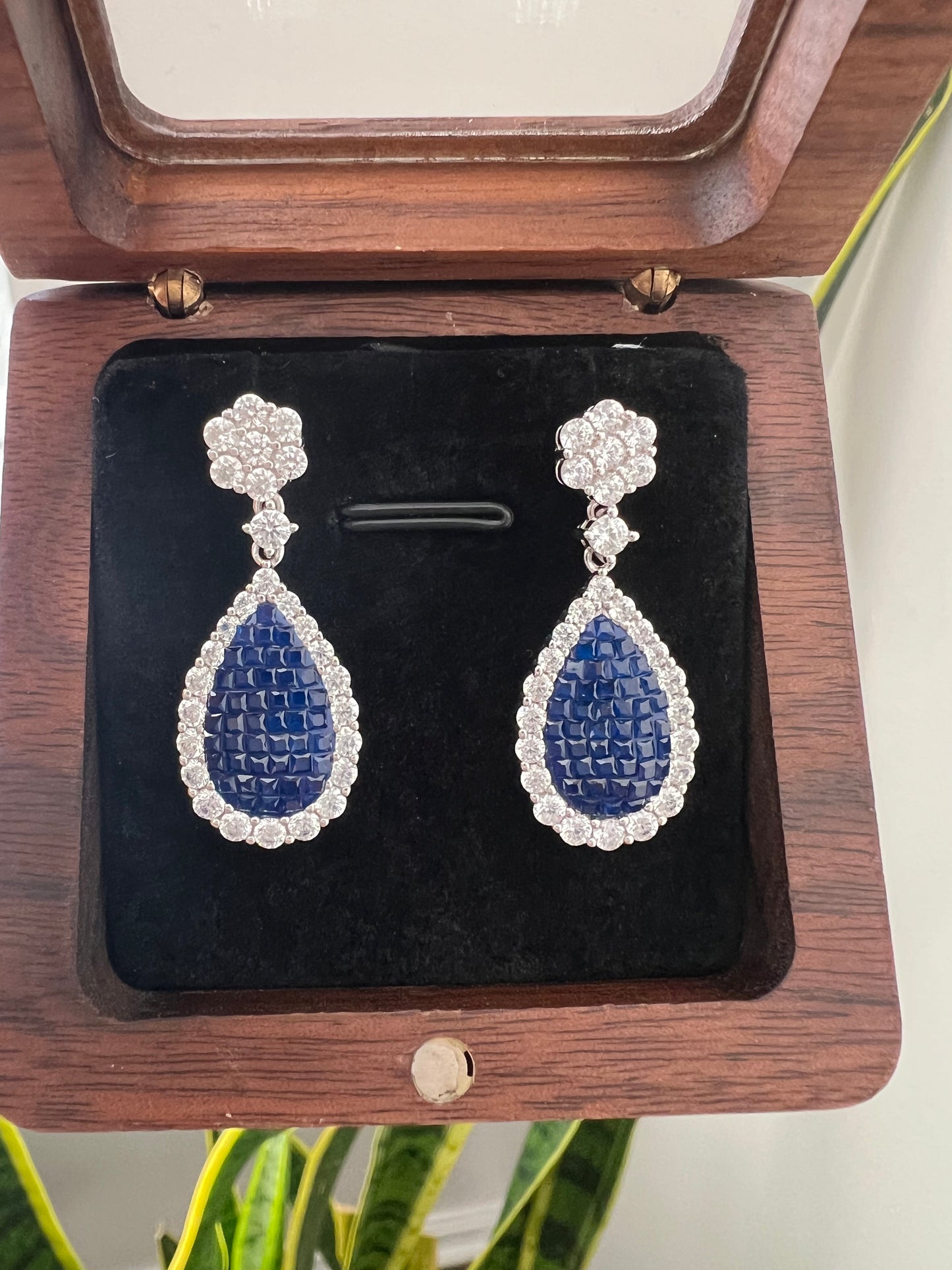 Blue Sapphire drop shape Earrings