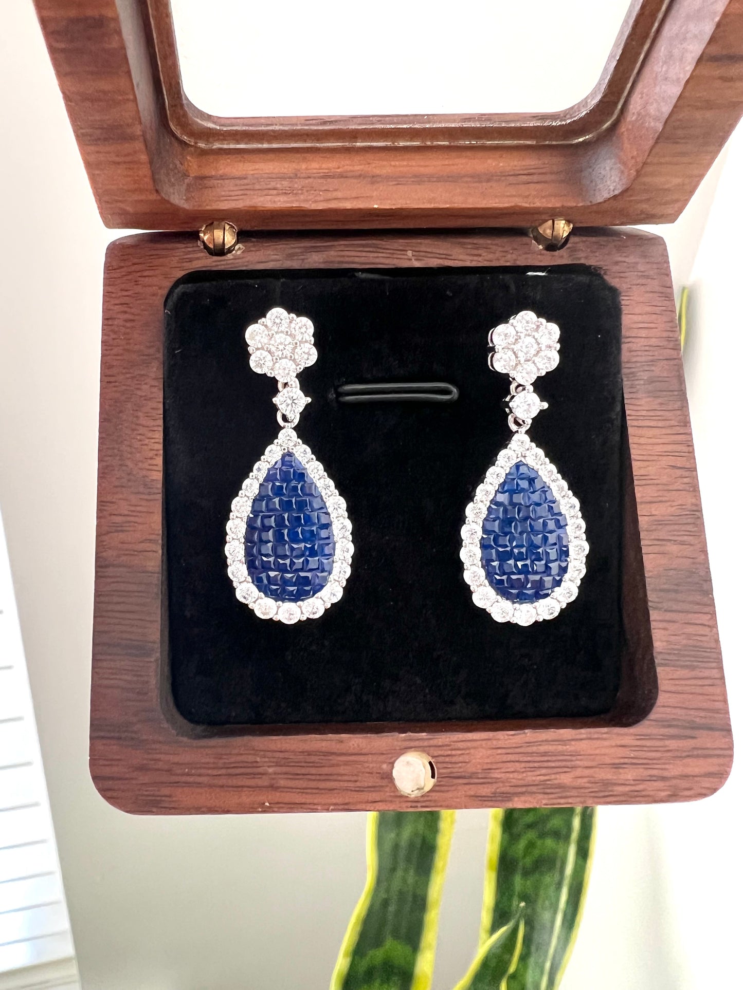 Blue Sapphire drop shape Earrings