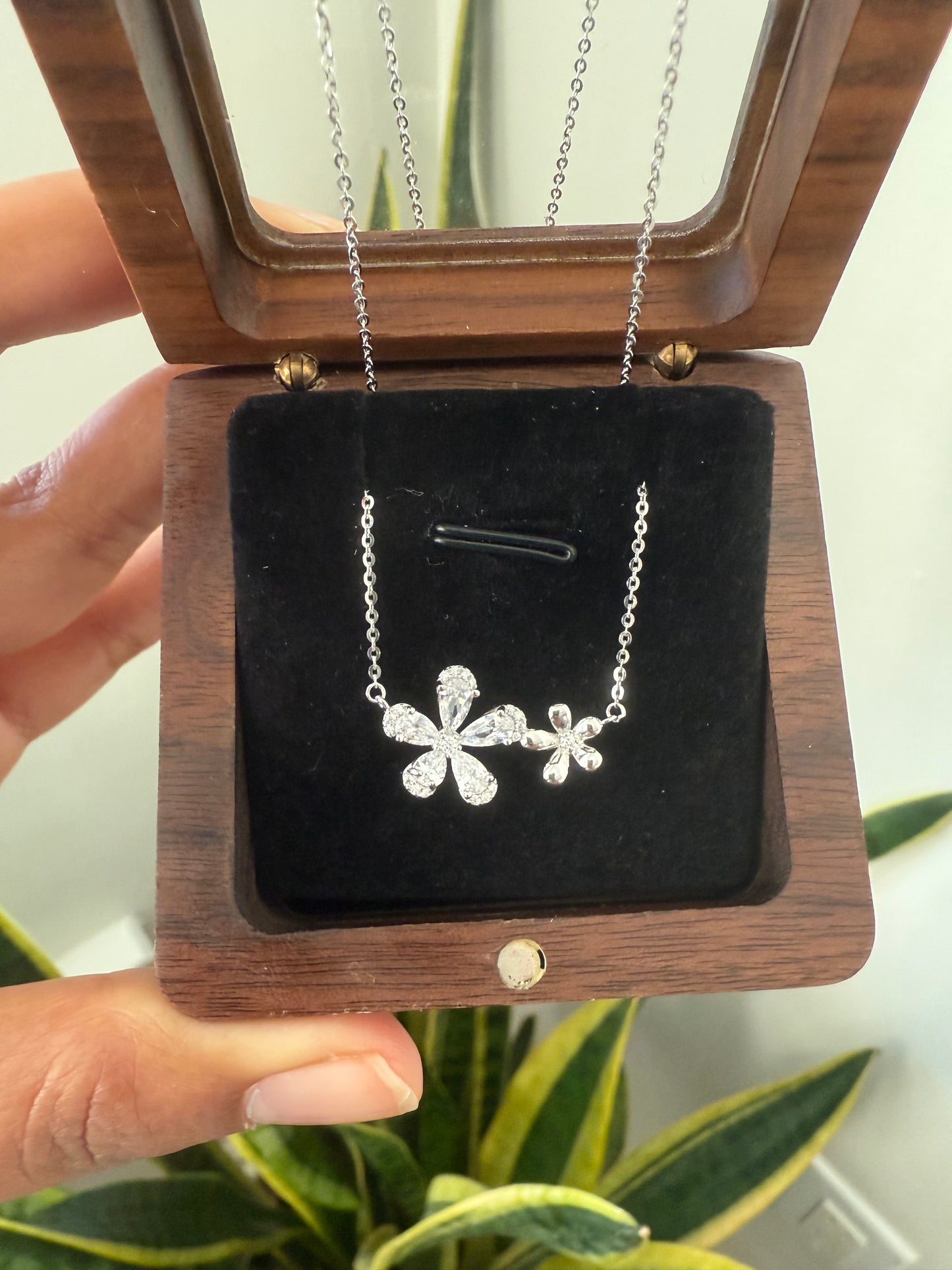 Double Flower Pendant with Chain
