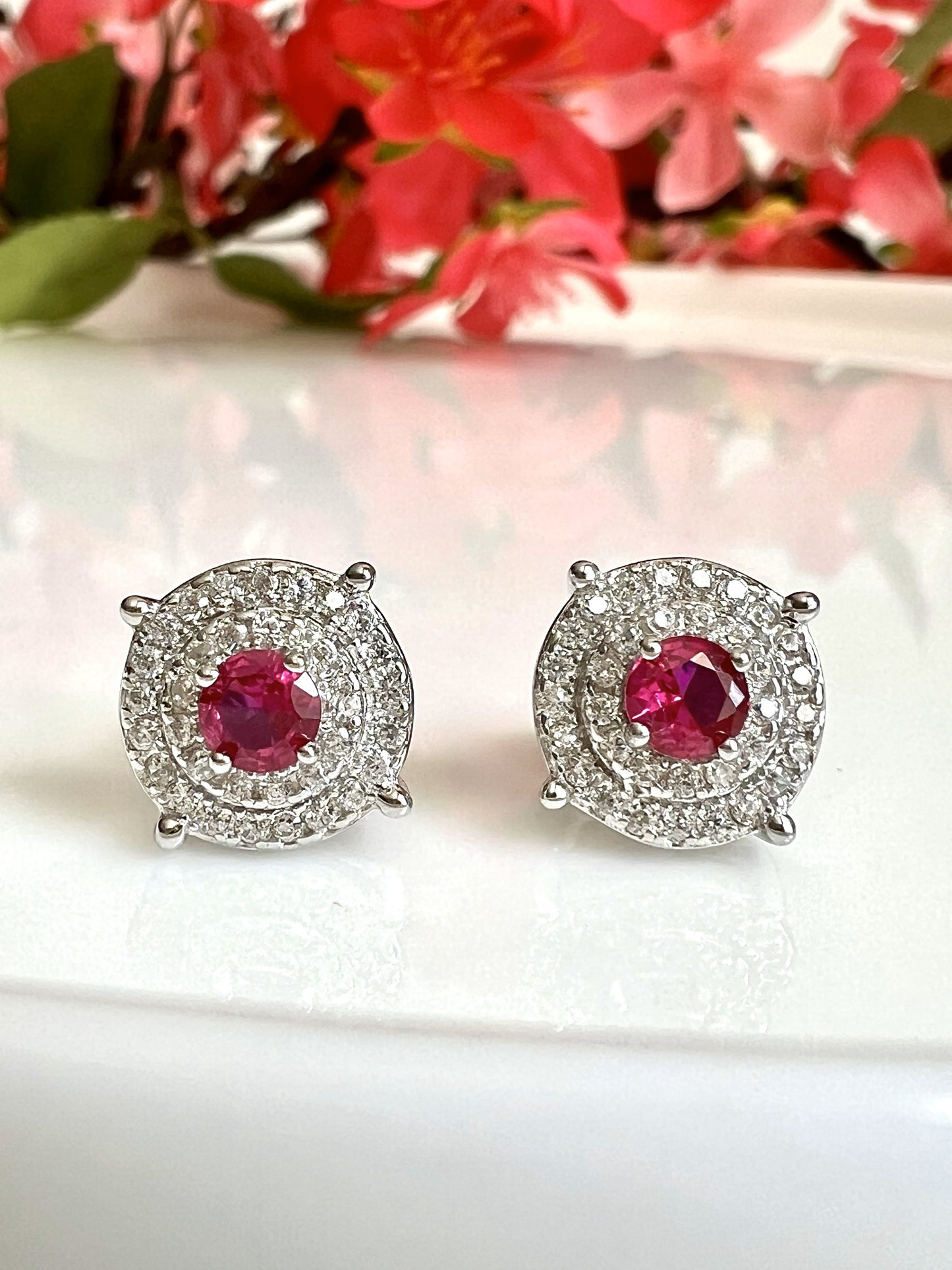 SOFIE Ruby Diamond Studs on 925 Silver