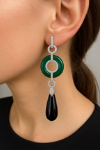 Zeira Long Green Drop Earrings