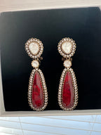 Red Polki Diamond Ethnic Earrings