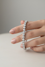 Athena 50 Pointer 50 Pointer Premium White Gold Finish Classic Solitaire Tennis Bracelet on Pure 925 Silver