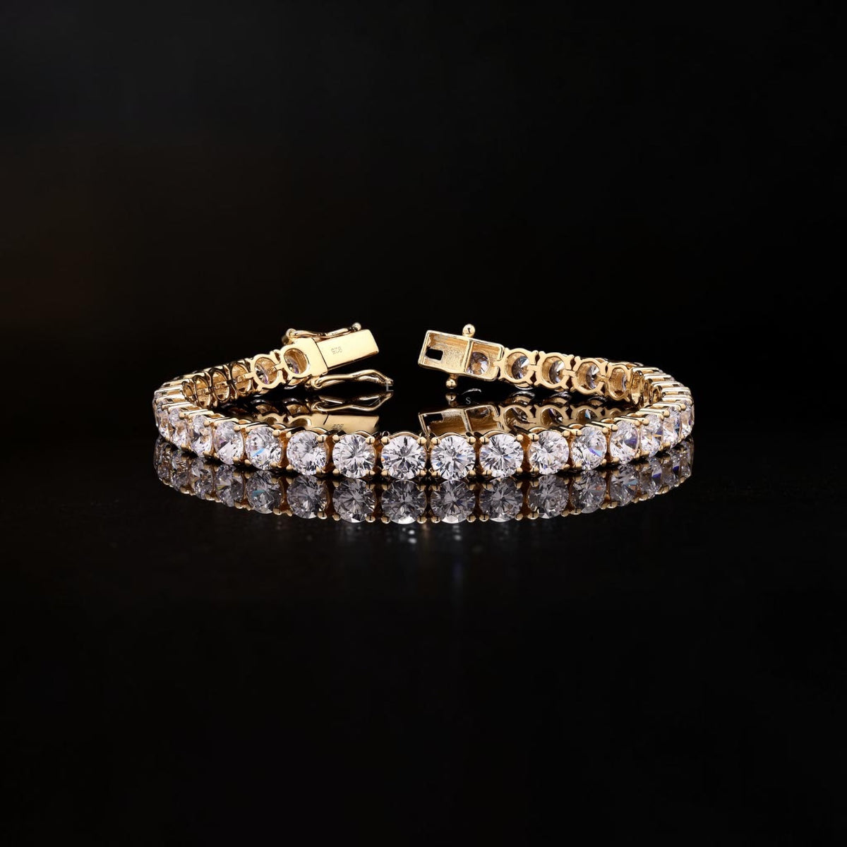 Athena 50 Pointer Premium Gold Finish Tennis Bracelet on Pure 925 Silver