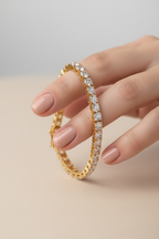 Athena 50 Pointer Premium Gold Finish Tennis Bracelet on Pure 925 Silver