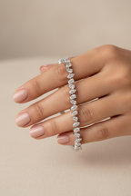 Premium Multi shape Solitaire FERN Tennis Bracelet on pure 925 Silver