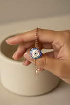 Rose Gold Finish Evil eye Bracelet on pure 925 Silver