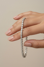 Bezel Setting Diamond Auxy Bracelet on pure 925 Silver