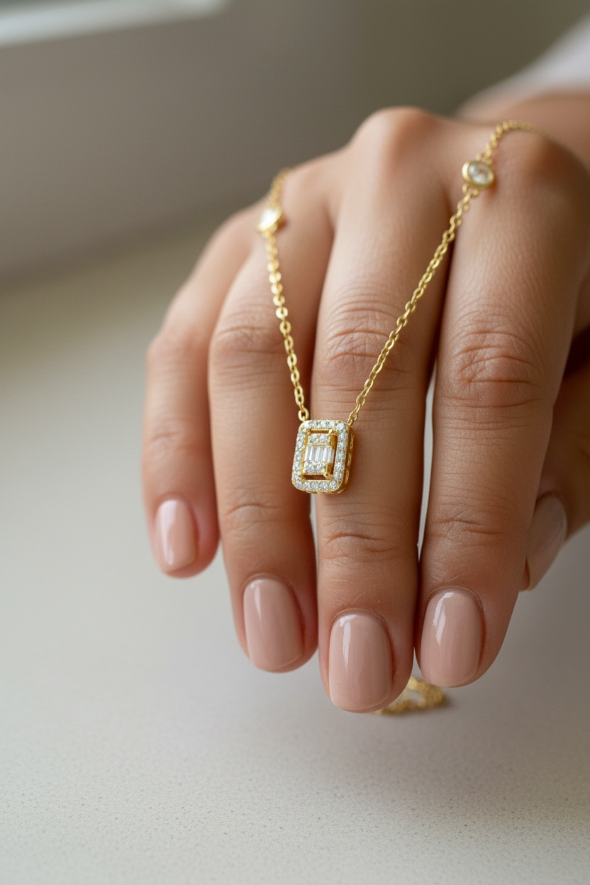 14K Gold finish NORI Pendant with Chain on Pure 925 Silver