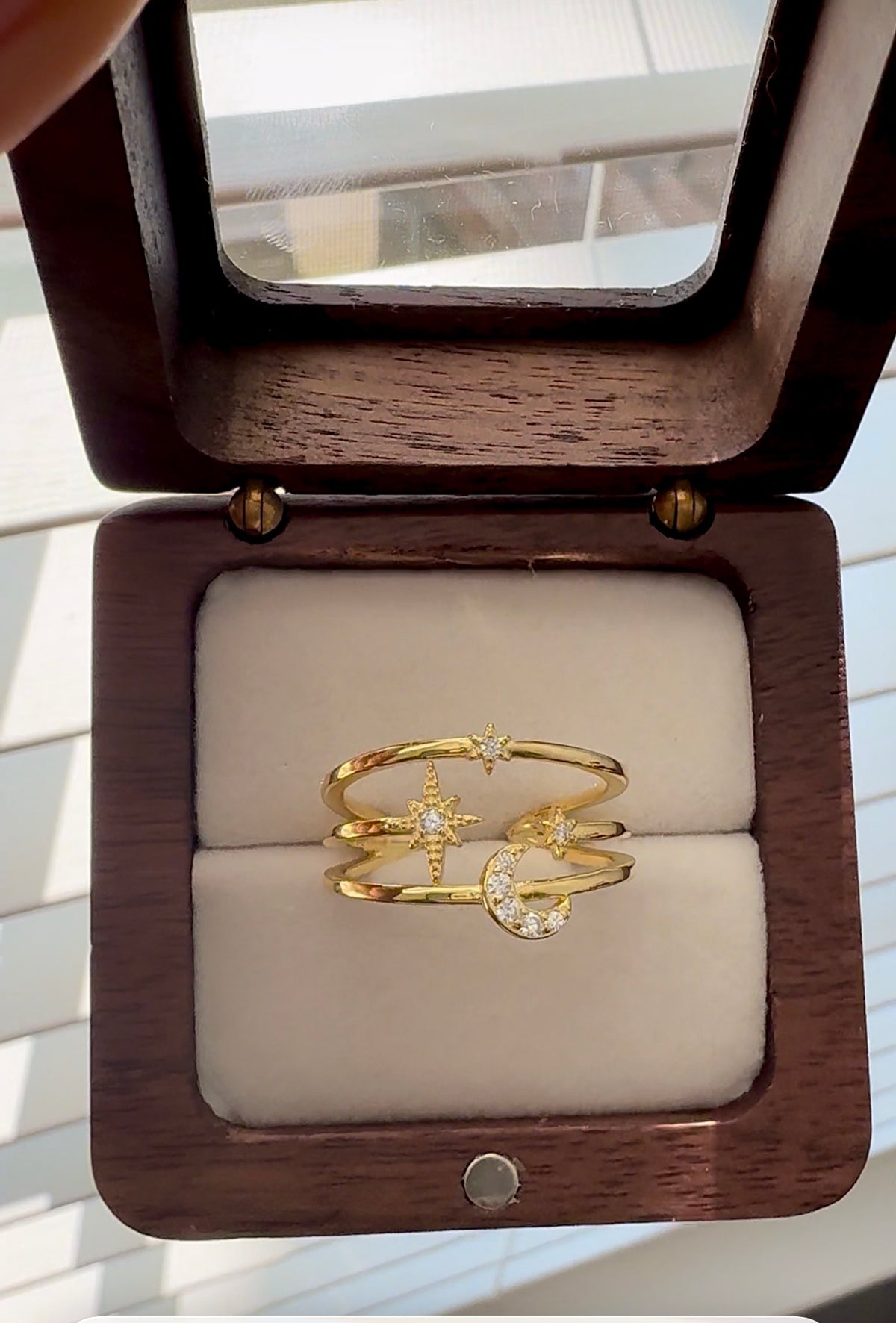 14K Gold Finish Astra Ring on pure 925 Silver