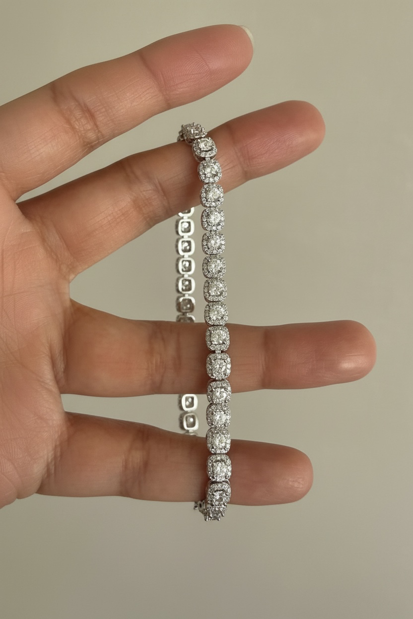 Premium Solitaire Grace Tennis Bracelet on pure 925 Silver