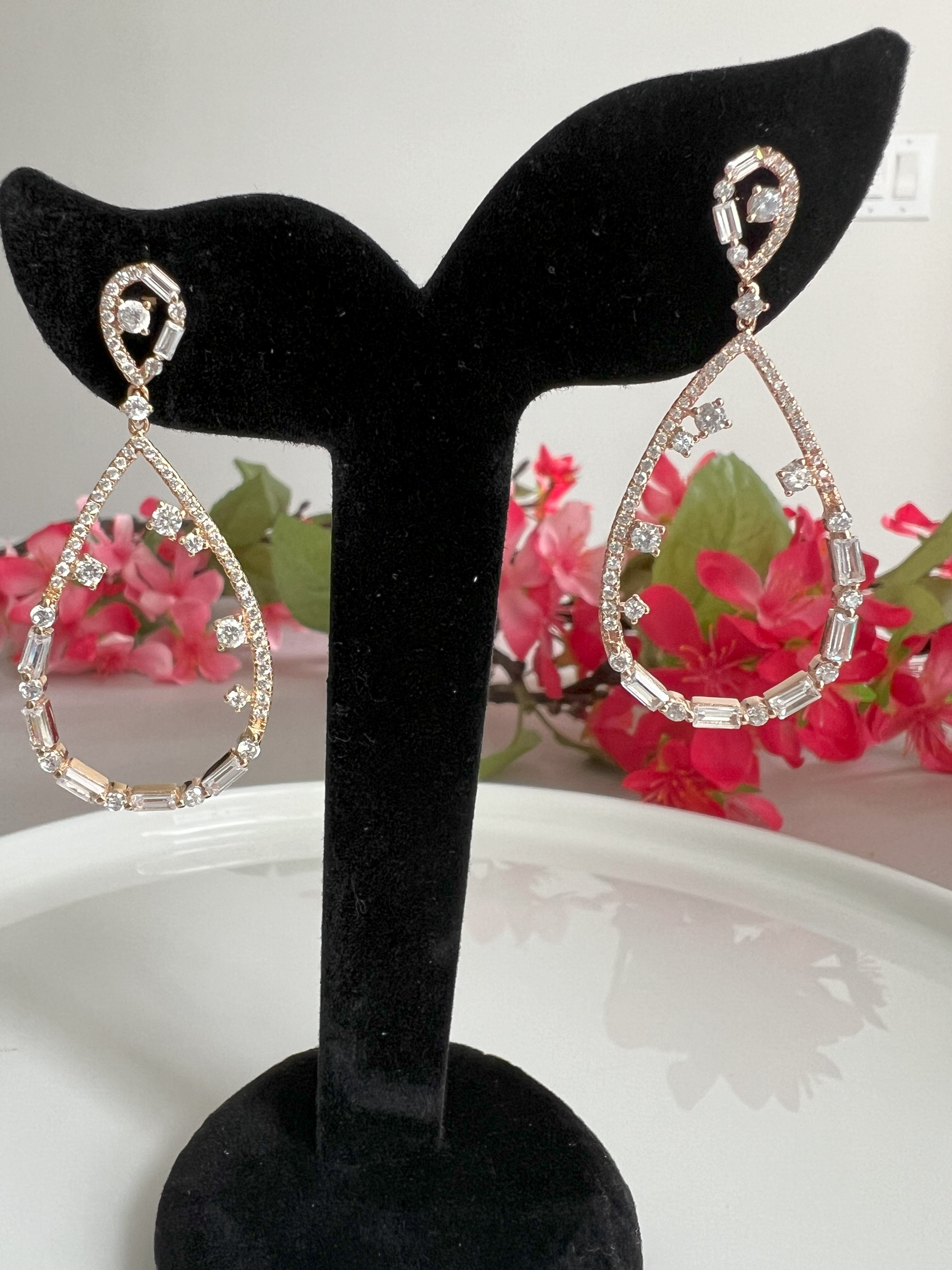 Champage Gold drop Earrings on pure 925 Silver
