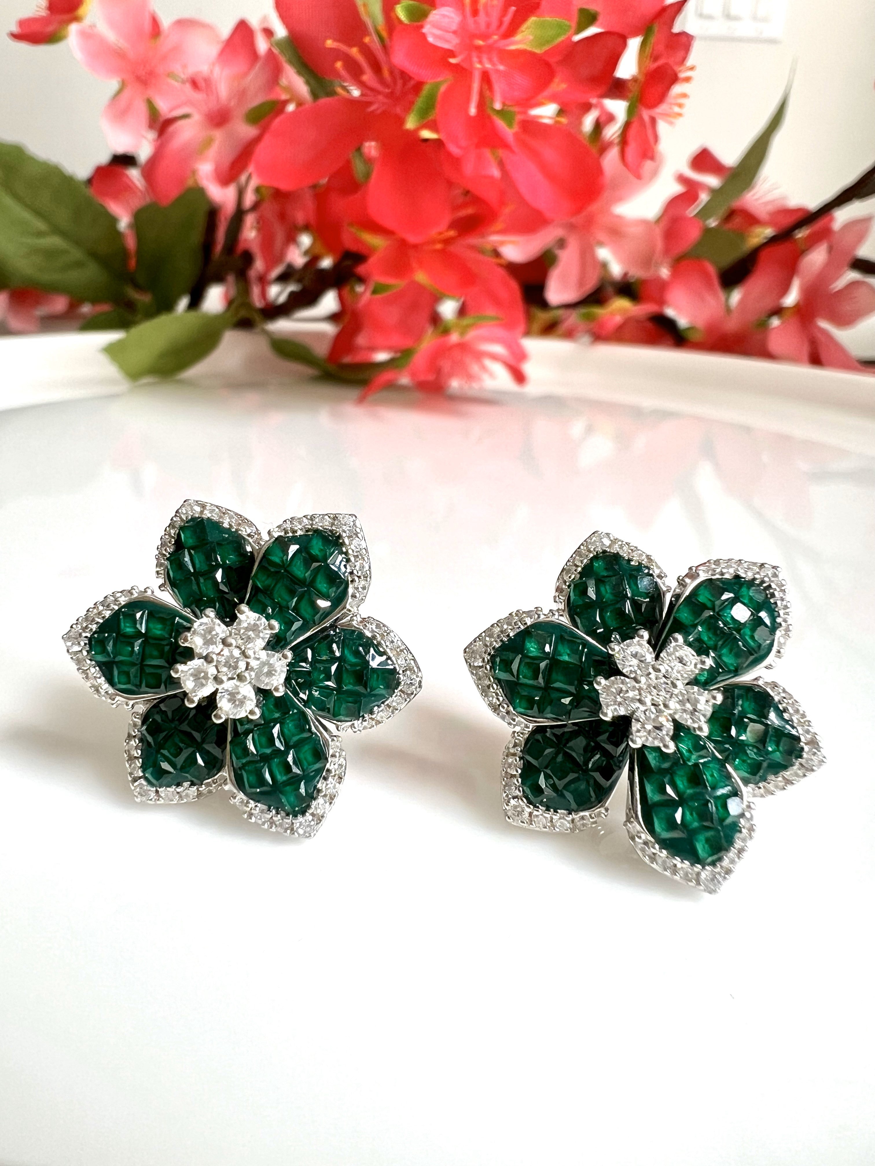 DALIA Green Floral Earrings