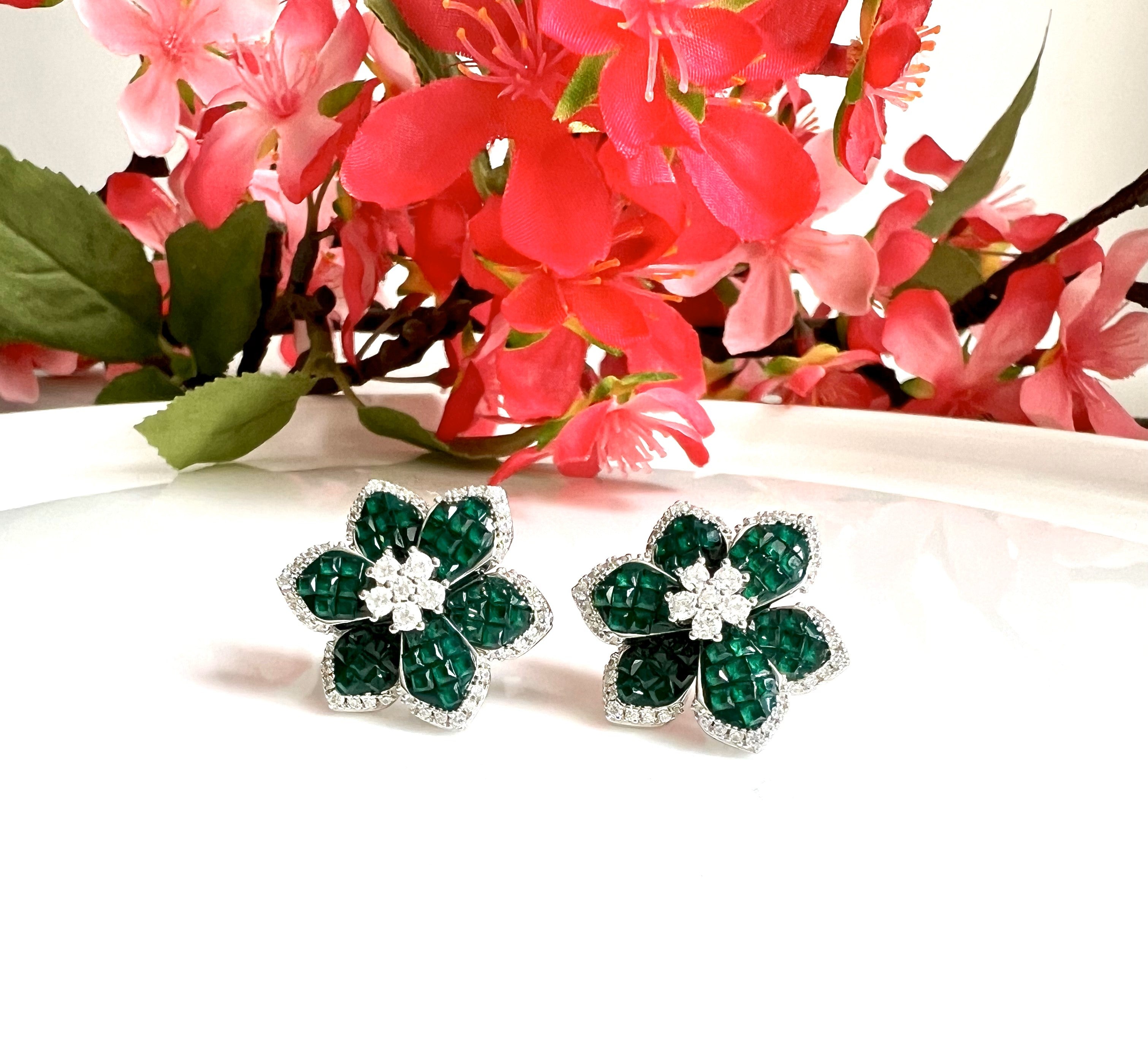 DALIA Green Floral Earrings