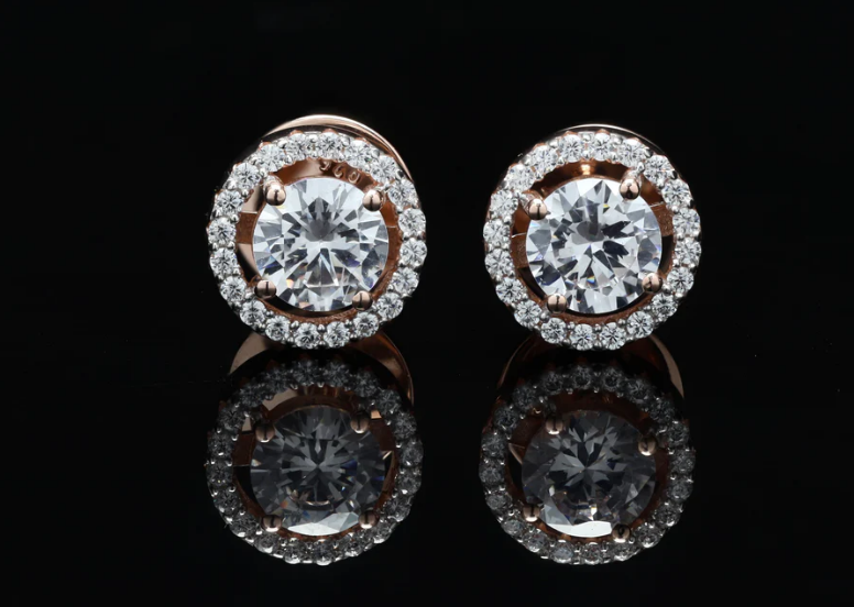 1 Carat Halo screw back studs