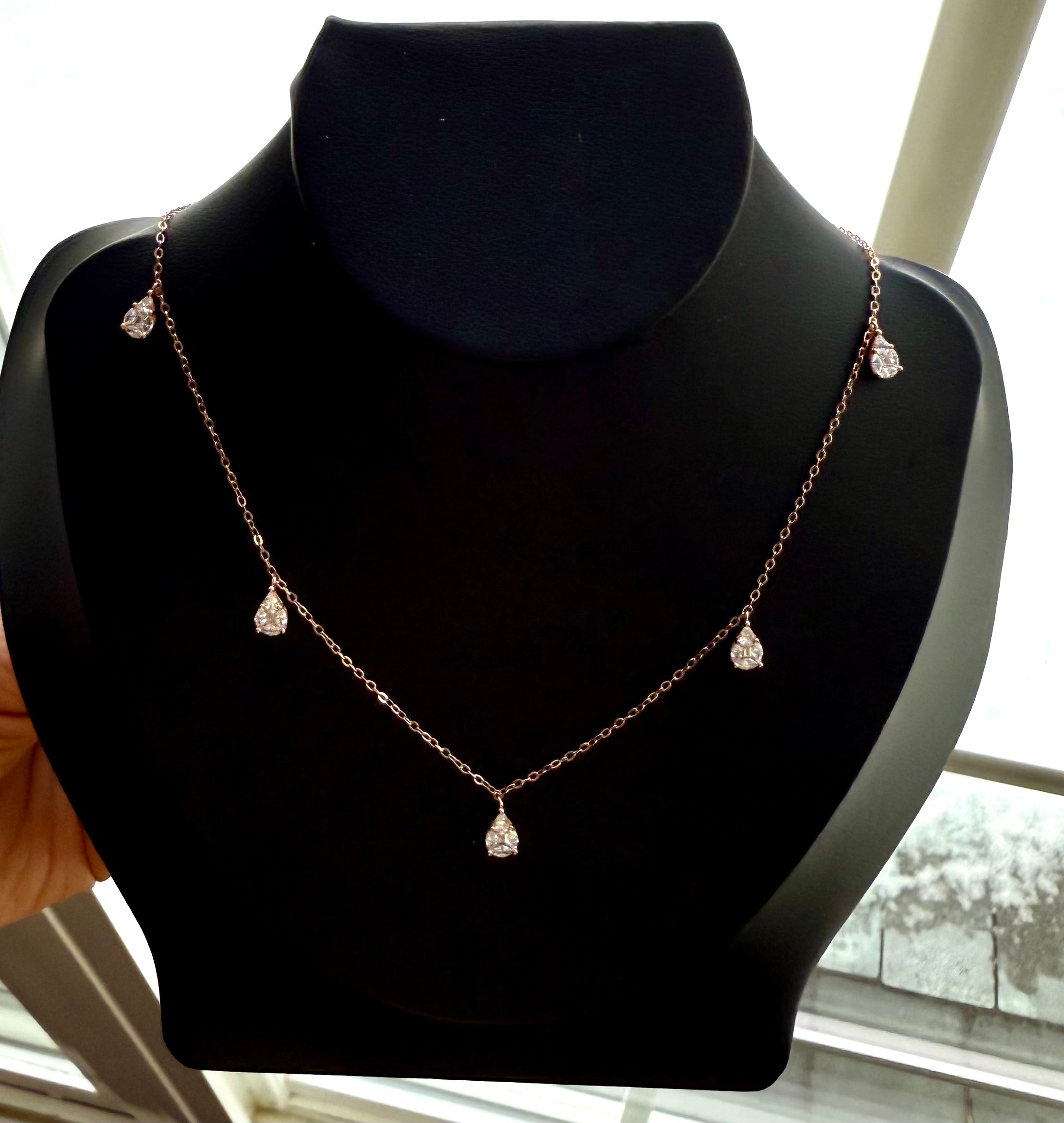 4 Charms Necklace in Rose gold finish