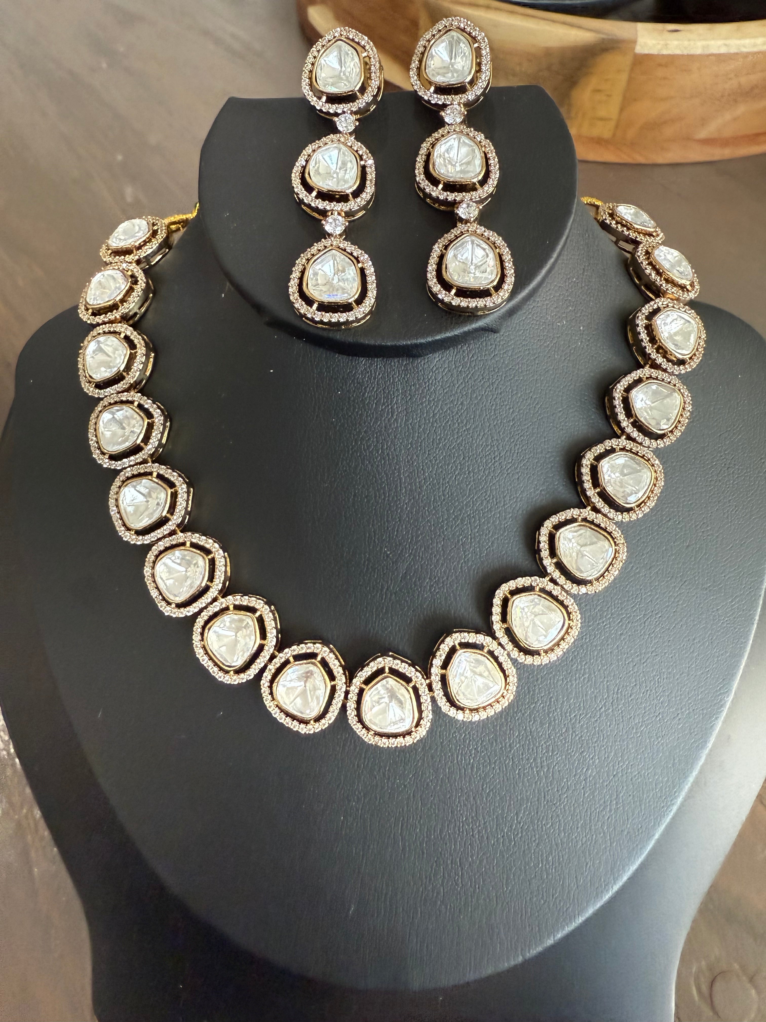 Antique Finish Polki Ethnic Necklace Set