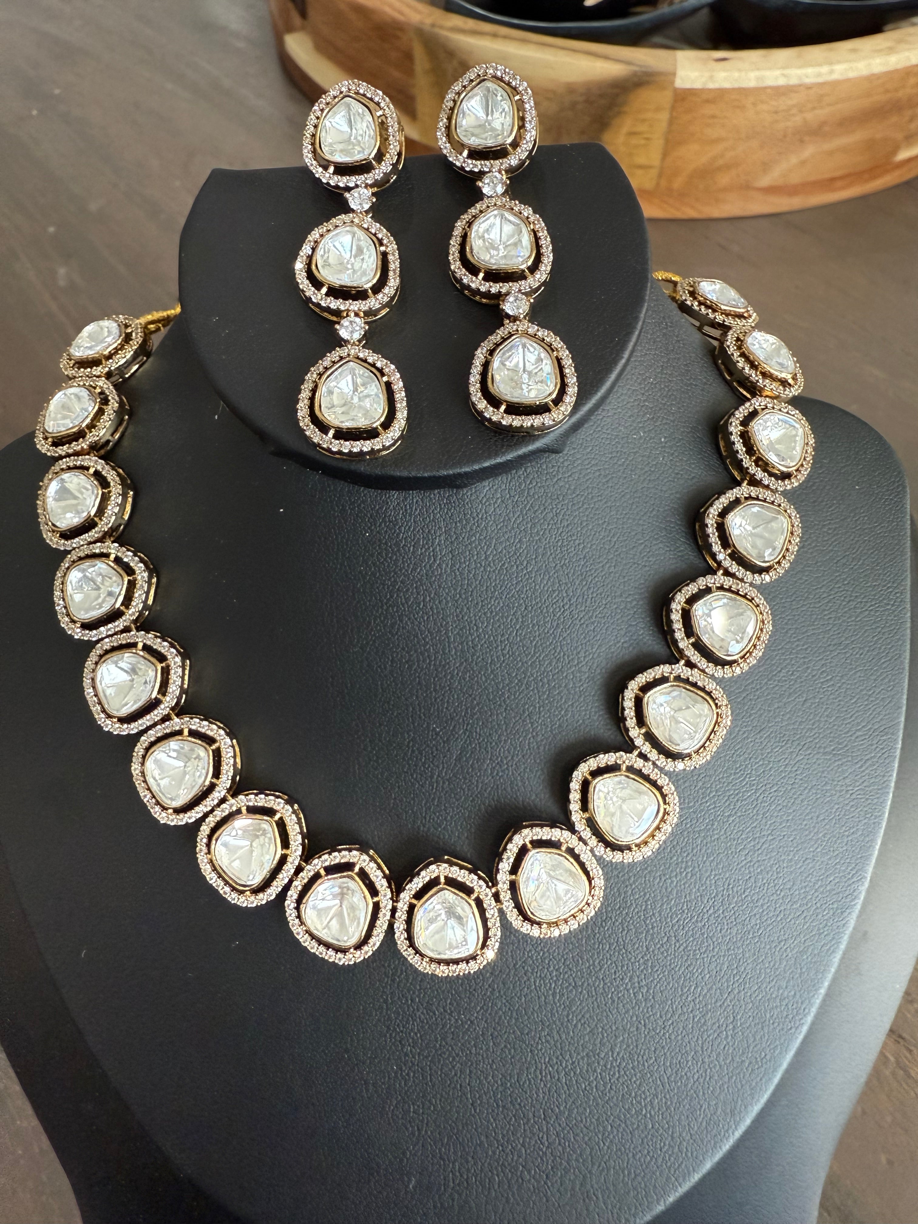 Antique Finish Polki Ethnic Necklace Set