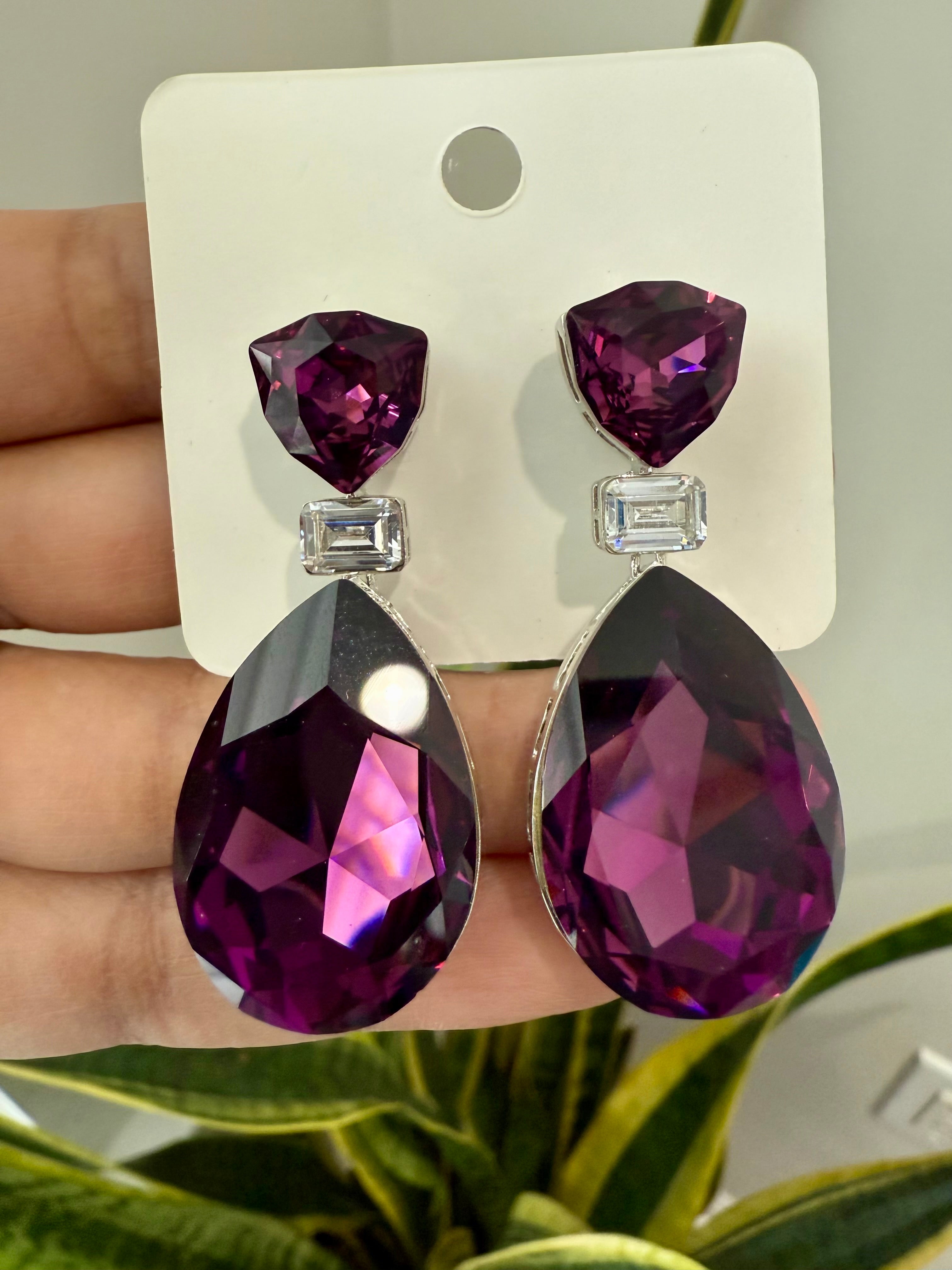 Deep Wine Swarovski Crystal Premium Party Earrings