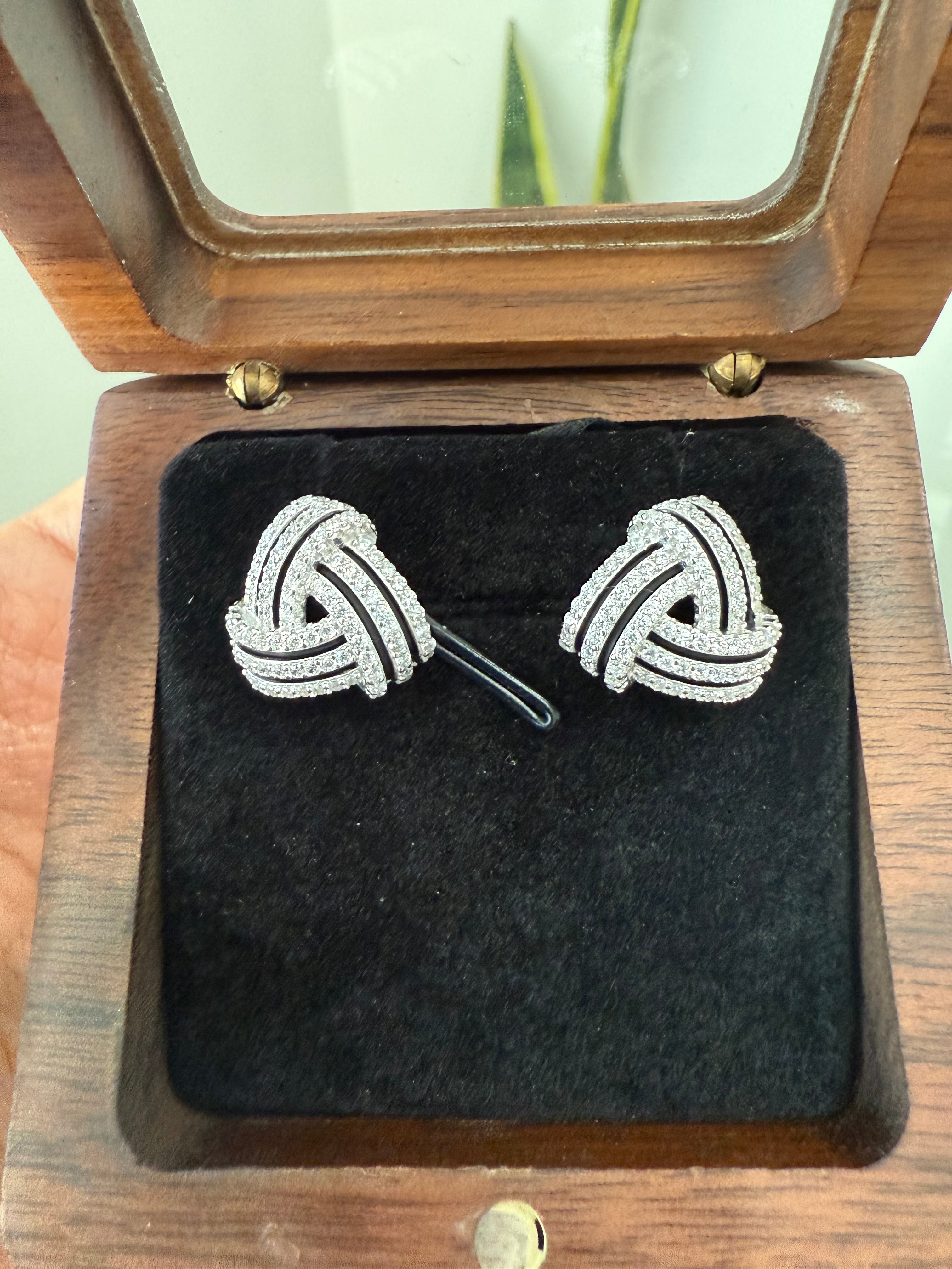Eternal Knot Studs with Black Enamel