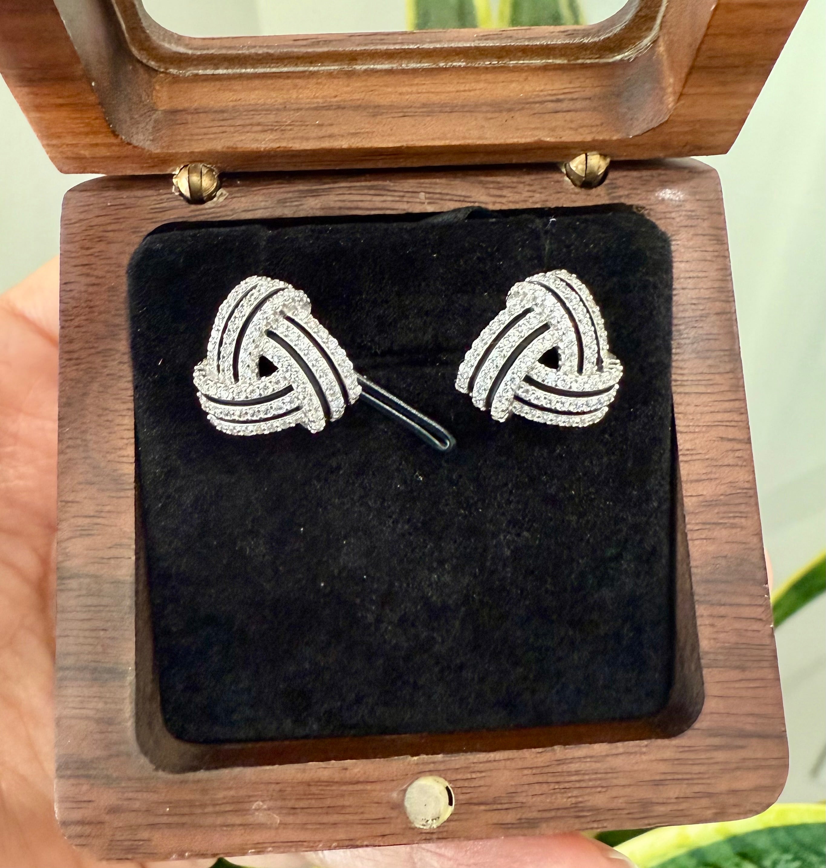 Eternal Knot Studs with Black Enamel