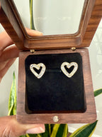 Heart shaped Gold Finish Studs on pure 925 Silver