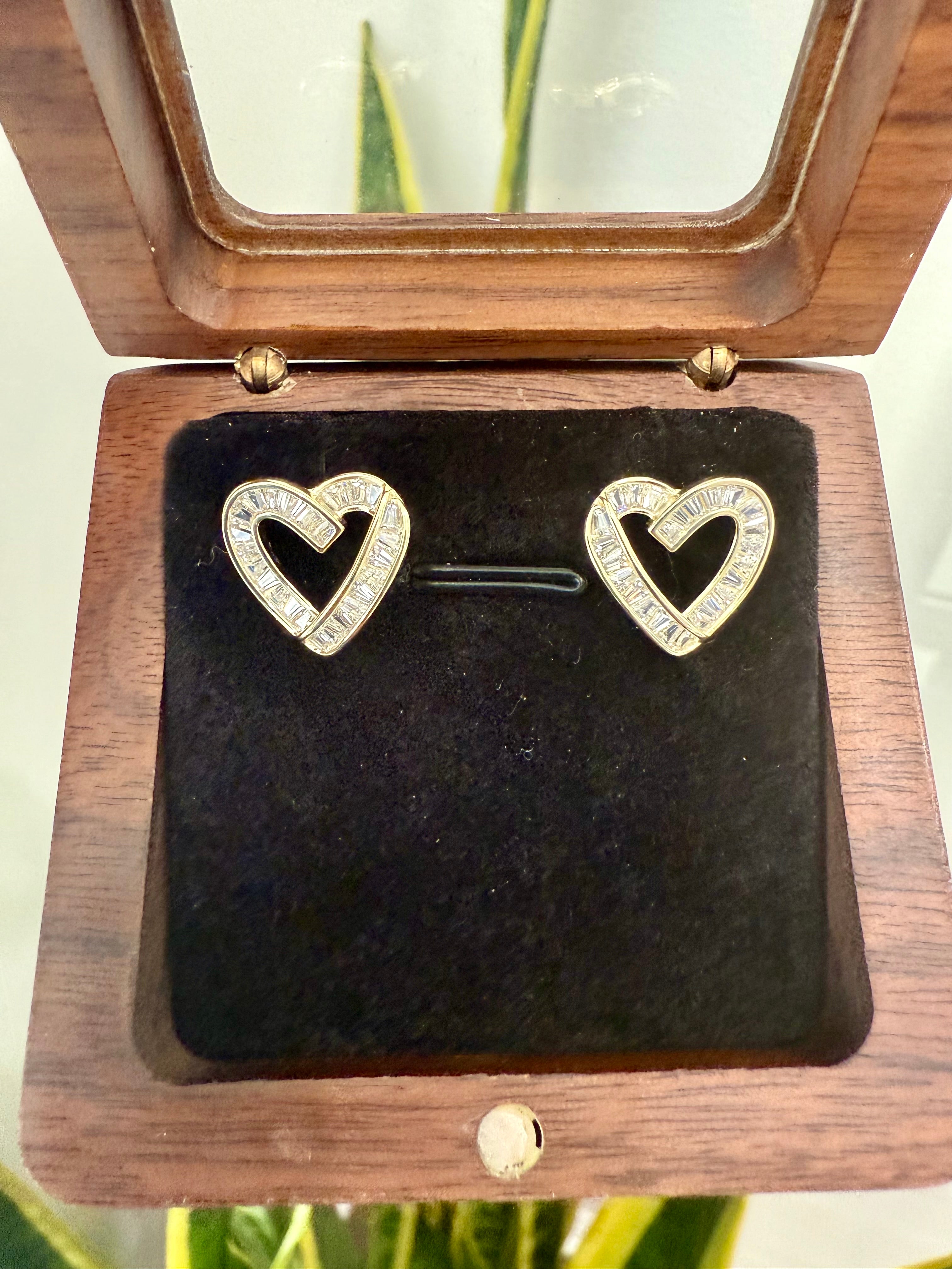 Heart shaped Gold Finish Studs on pure 925 Silver