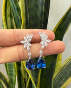 DALIA Diamond and Sapphire Earrings on pure 925 Silver