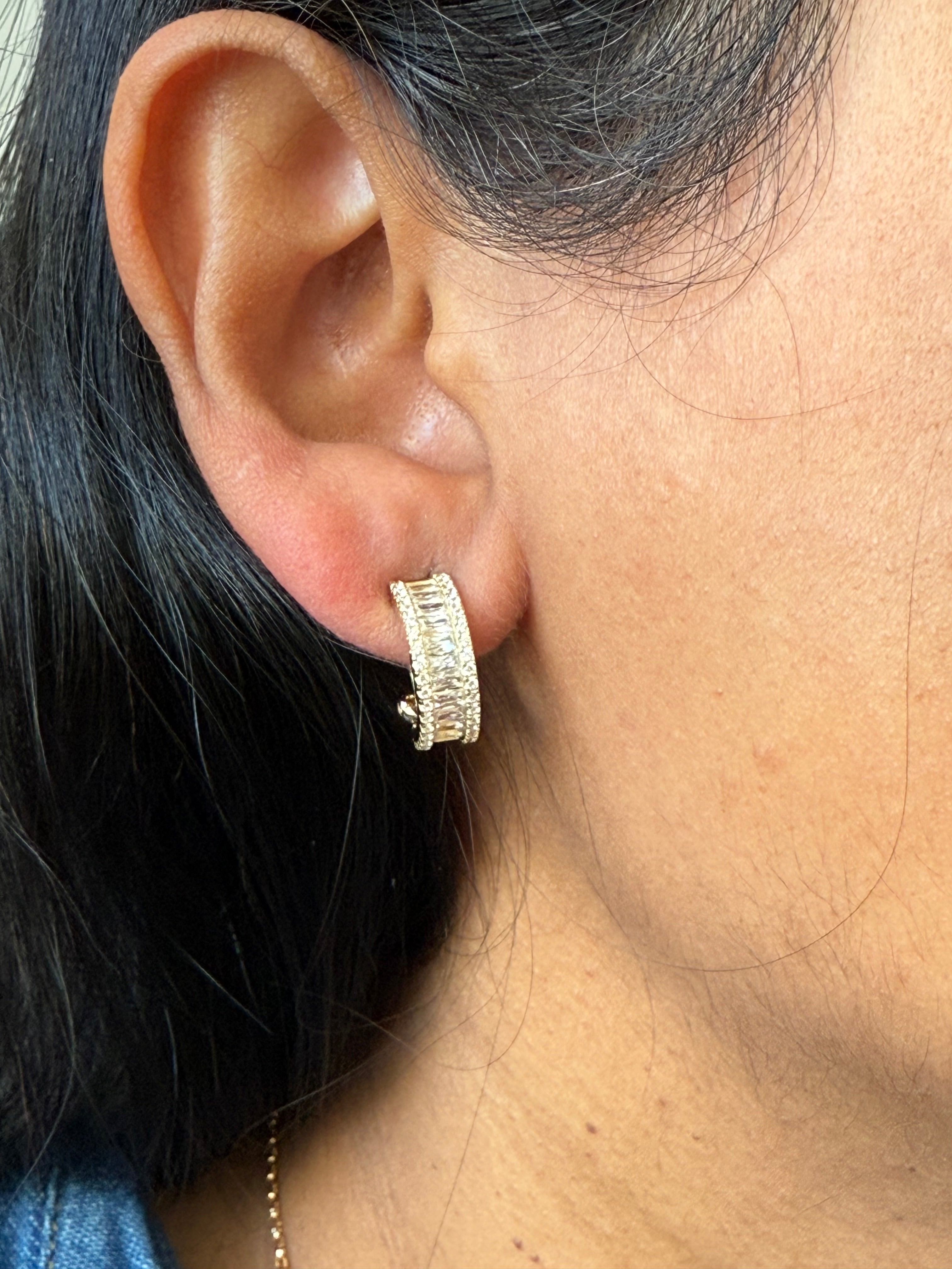 SANA Luxe Baguette Sparkle Earrings on pure 925 Silver
