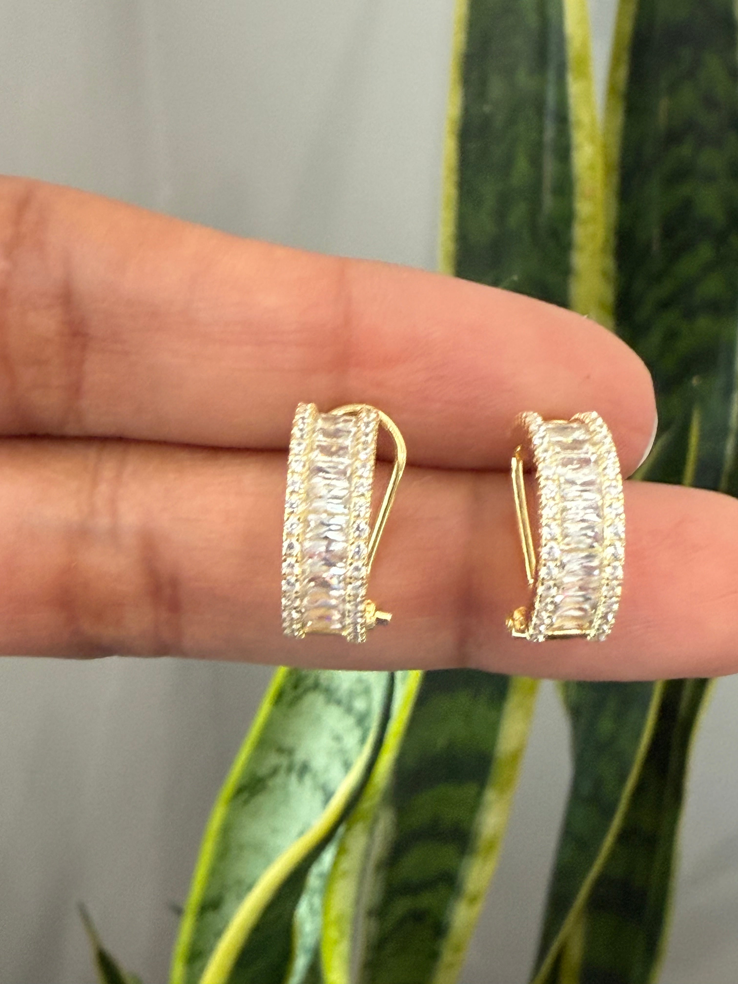 SANA Luxe Baguette Sparkle Earrings on pure 925 Silver