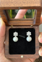 LIRA Fresh Water Pearl and Diamond Studs on pure 925 Silver