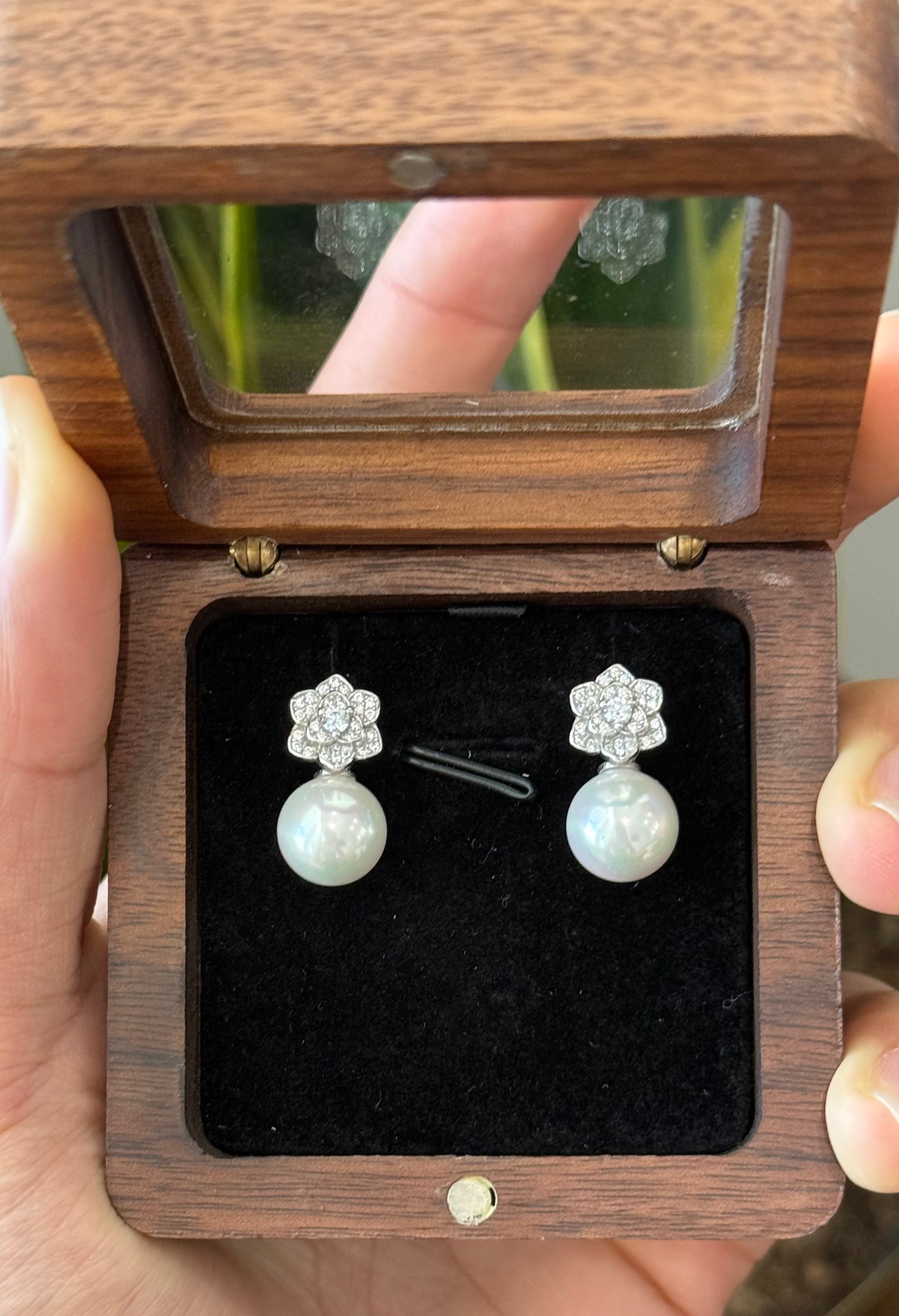 LIRA Fresh Water Pearl and Diamond Studs on pure 925 Silver