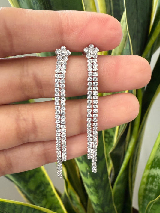 Double Line Solitaire Dove Earrings