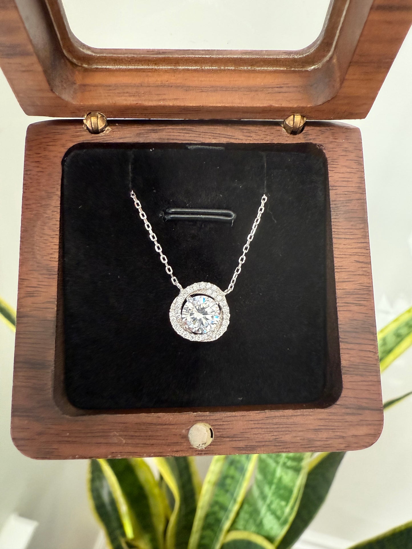 1.5 Carat Solitaire Pendant with Chain on Pure 925 Silver