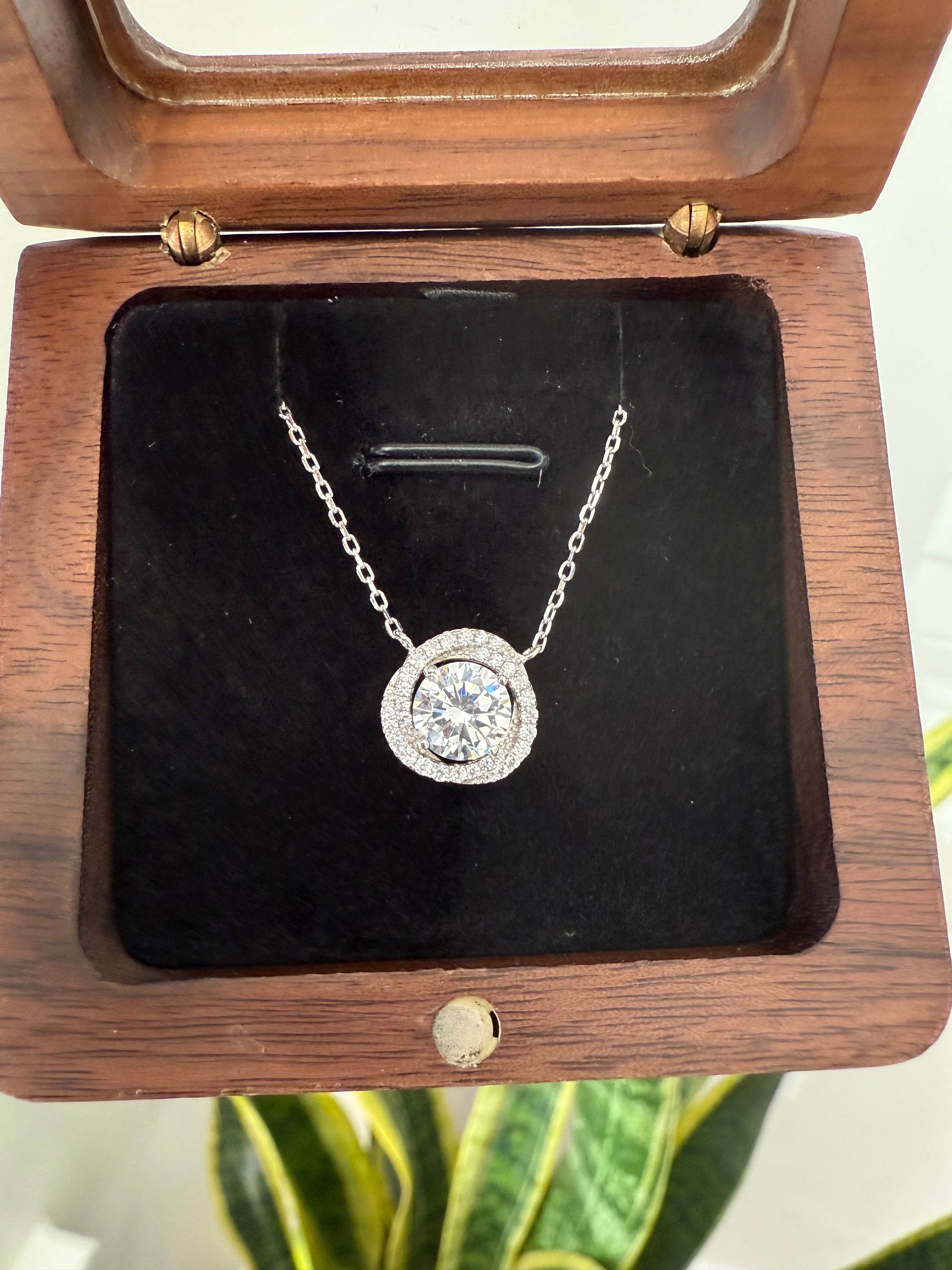 Tahira 1.5 Carat Solitaire Pendant with Chain on Pure 925 Silver