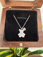 Teddy Bear with Heart Solitaire Pendant with Chain on Pure 925 Silver
