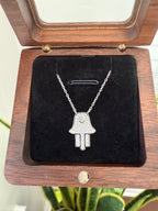 Diamond Studded Hamza Pendant with Chain on pure 925 Silver