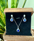 Calen Blue Sapphire Pendant Set on pure 925 Silver