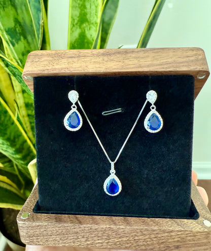 Blue Sapphire Pendant Set On 925 Silver