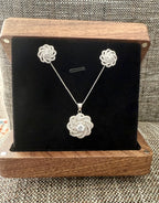 Floral Diamond Studded Pendant Set on Pure 925 Silver