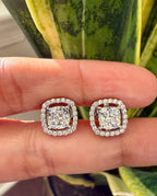 1.3 Carat Cushion Cut VERA Solitaire studs with premium screw backs