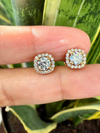 1 Carat Square Border VEA Solitaire Studs with Premium Screw Backs